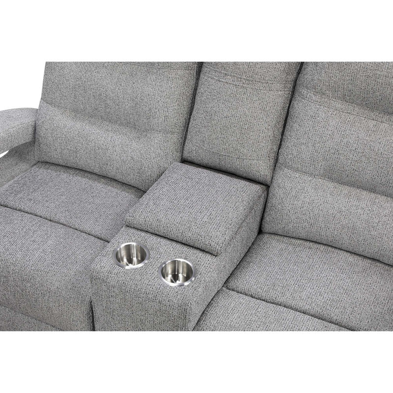 Canapé inclinable électrique Isolé gris avec éclairage DEL et style transitionnel
