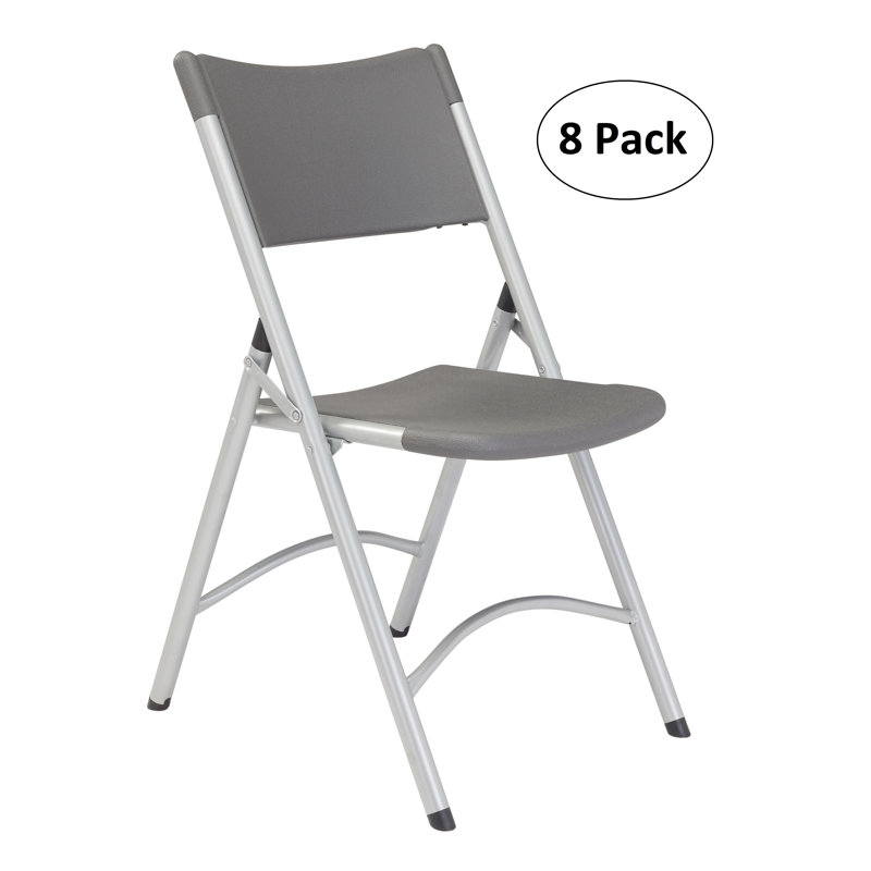 Ensemble de 8 chaises pliantes robustes en plastique NPS® 600 Series, Gris anthracite ardoise / blanc