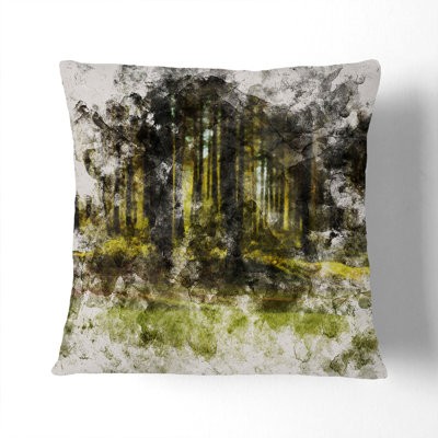 Green Forest Vol.4 Watercolour Square Throw Cushion