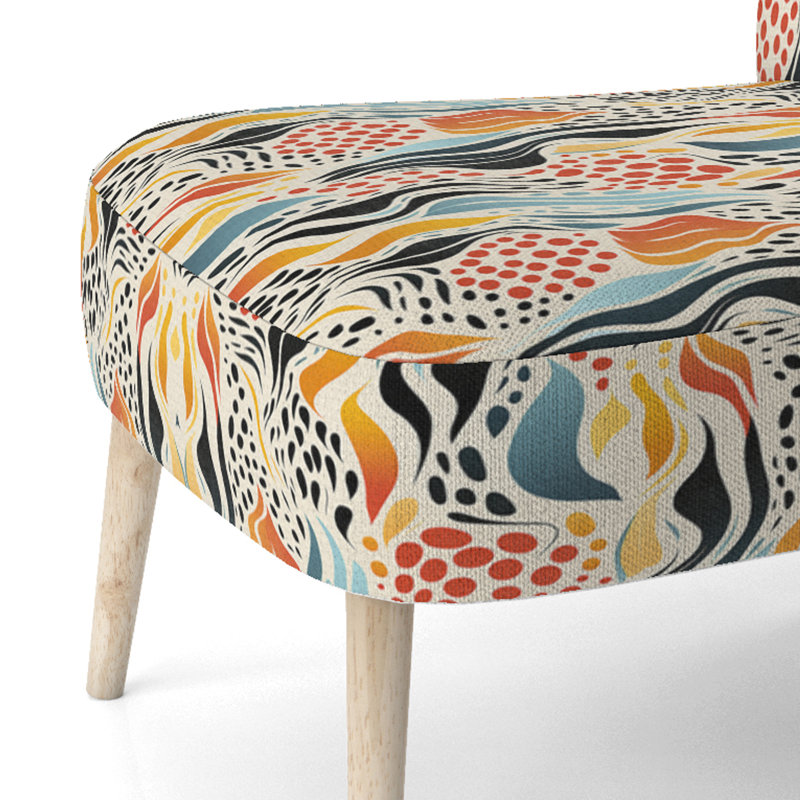 Abstract Coral Reef Multicolor Azure - Upholstered Contemporary Side Chair, Modern Abstract Accent Chair