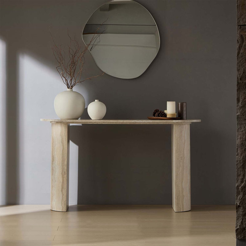 55.12 Inch Faux marble Pattern Console Table