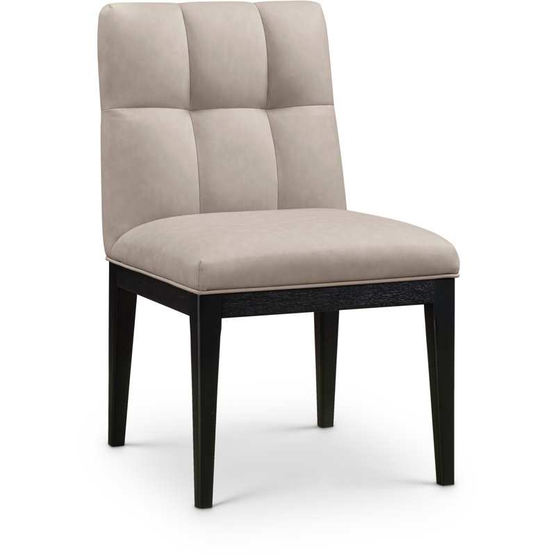 Chaise d'appoint de salle à manger en cuir Adrian, Cuir taupe végétalien, Noir, noir, noir, noir