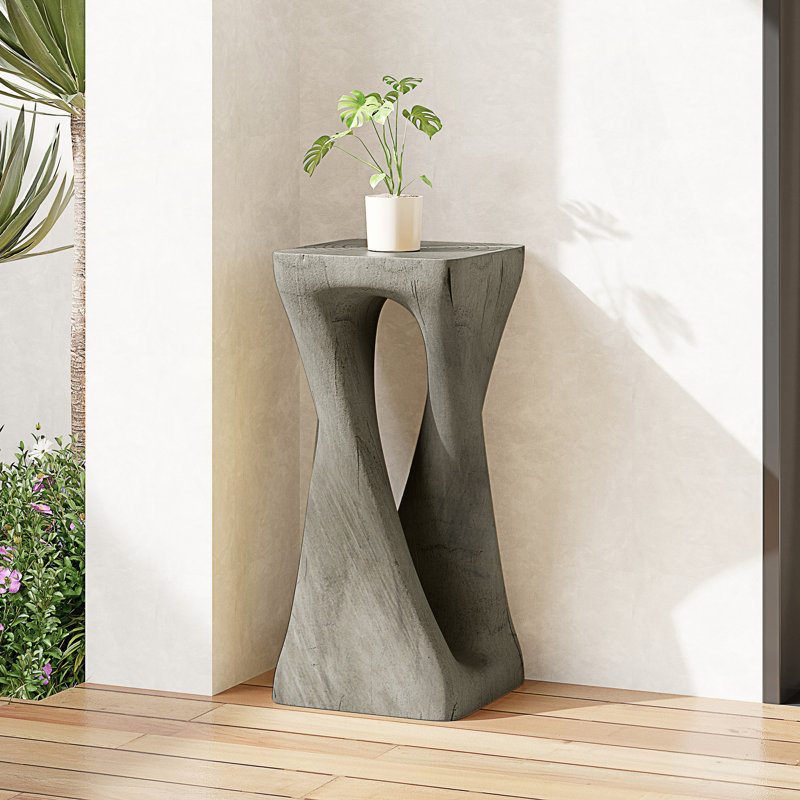 Table d'appoint d'extérieur, table de bout en forme de torsion, table d'appoint pour l'intérieur et l'extérieur, Gris