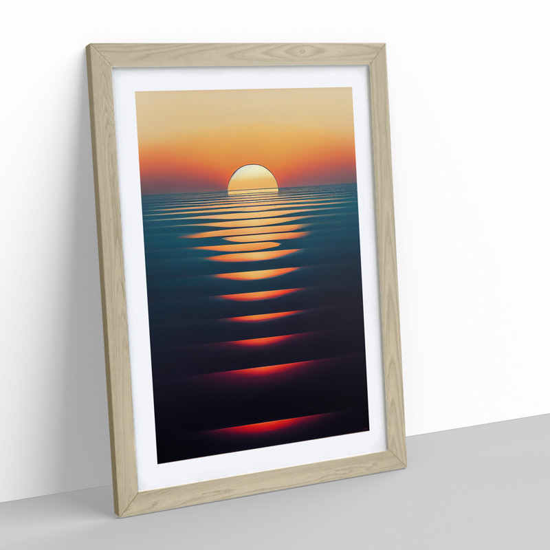 Reflective Sunset - Framed Print, 46cm H x 34cm W x 2cm D, Oak