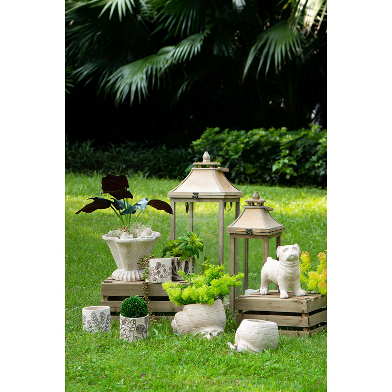 Sand And Cement Coral Planter With Textured Beige Finish, 8.9'' H x 10'' W x 9.4'' D