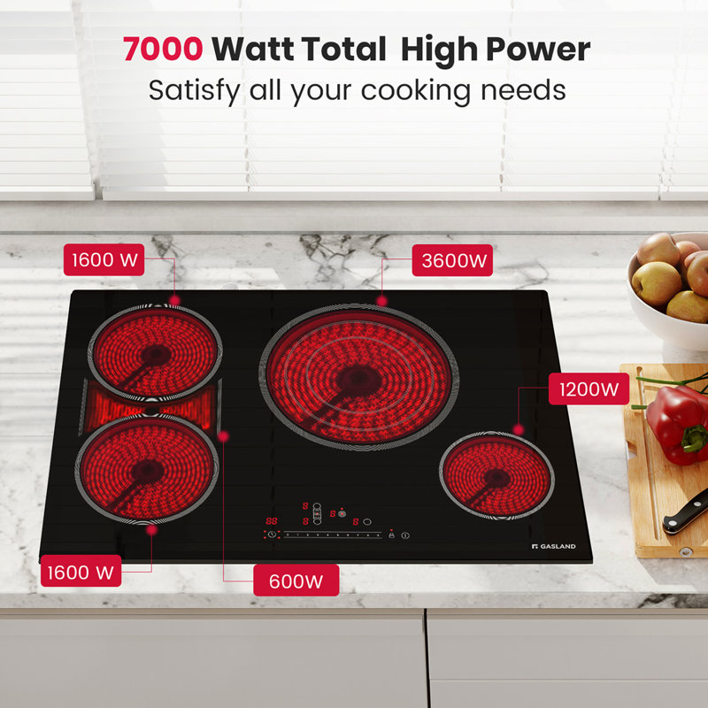 30 po Table de cuisson électrique Radiant avec 5 éléments en noir