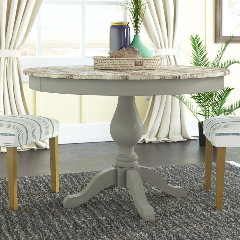 Bayou Round Solid Wood Top Dining Table, Dove Grey