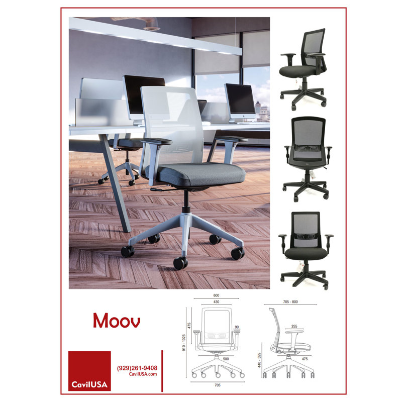ErgoFlex 40'' High-Back Black Mesh Task Chair with Adjustable Arms