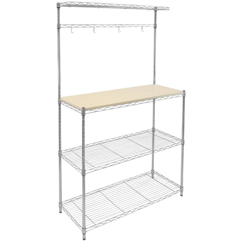 Étagère de cuisine avec table et rangement en bois