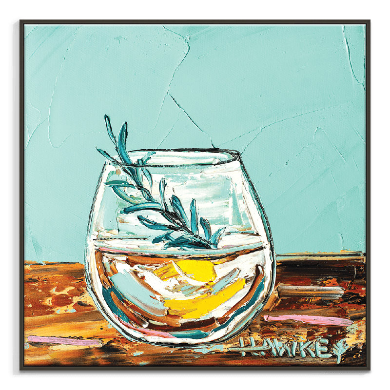 Gin And Tonic by Angela Hawkey - Painting, Black Framed, 61cm H x 61cm W x 5cm D
