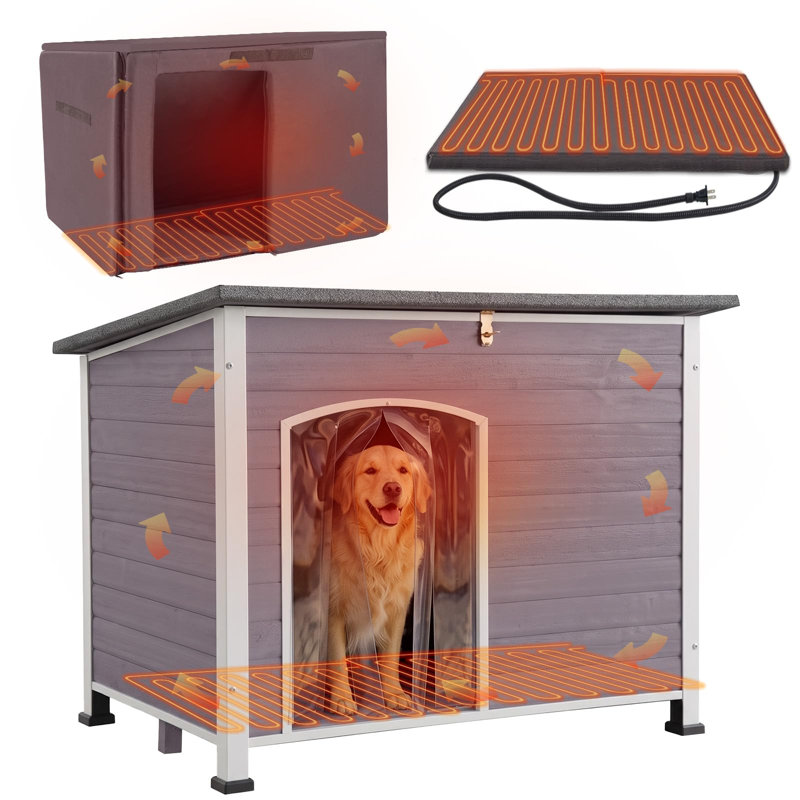Niche pour chien isolée en bois gris