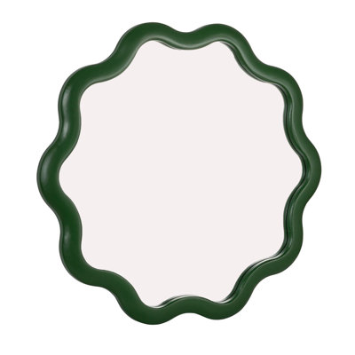 Wavy Reclaimed Wood Round Wall Mirror