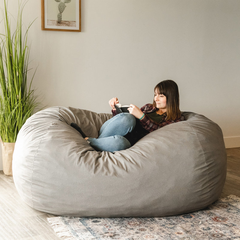 Fauteuil à billes en mousse Big Joe Fuf Giant, Polyester gris, H 39 po x l 62,5 po x P 49 po