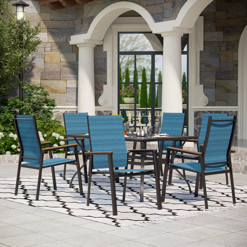 Outdoor Patio Dining Armchair, Blue, 6
