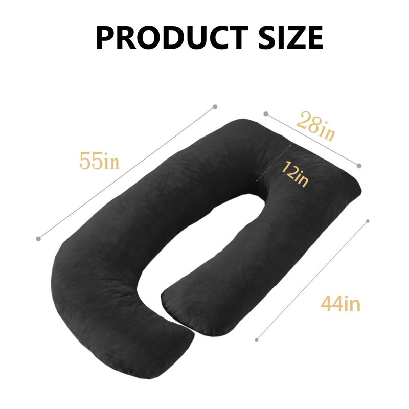 Black Velvet Memory Foam Full Body Maternity Pillow
