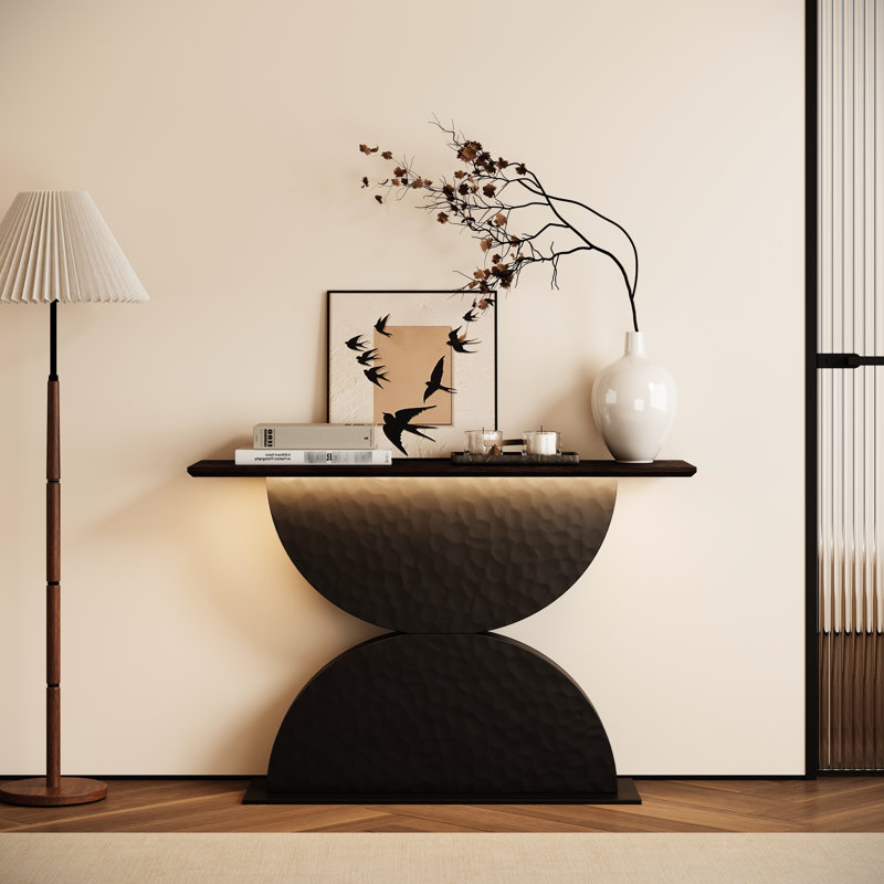 Console de 47 po en bois à texture martelée 47 po avec DEL, parfaite pour un décor de salon contemporain, une utilisation multi-scène, une installation rapide et des outils