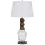 Lampe de table 33 po Hay, base en verre à motif de losanges, abat-jour en tissu blanc