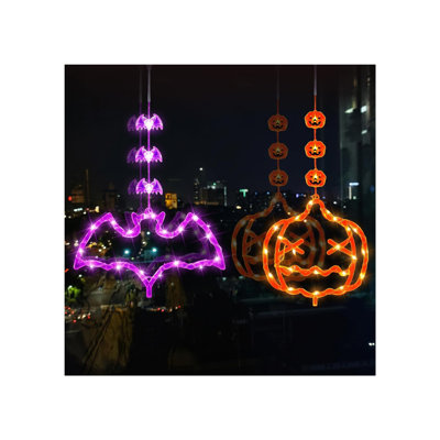 Feux d'Halloween rechargeables: enseigne chauve-souris citrouille d'Halloween