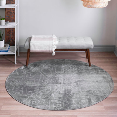 Tapis abstrait gris foncé Brandt