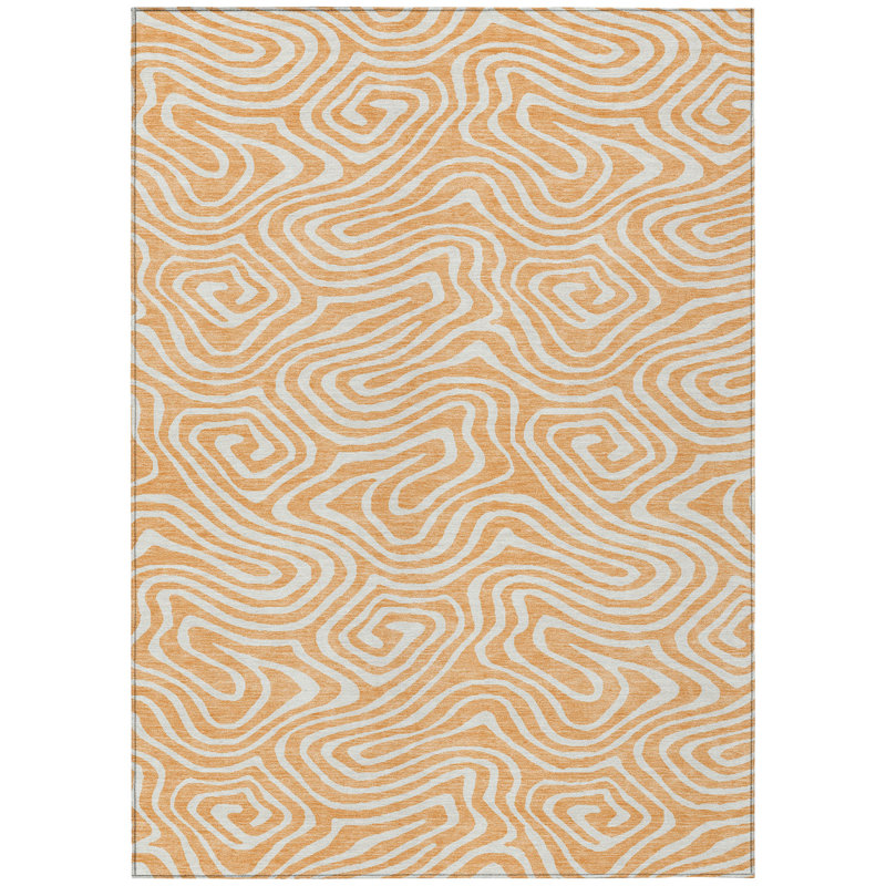 Evalora Orange Washable Indoor-Outdoor Rug - , 10' x 14'