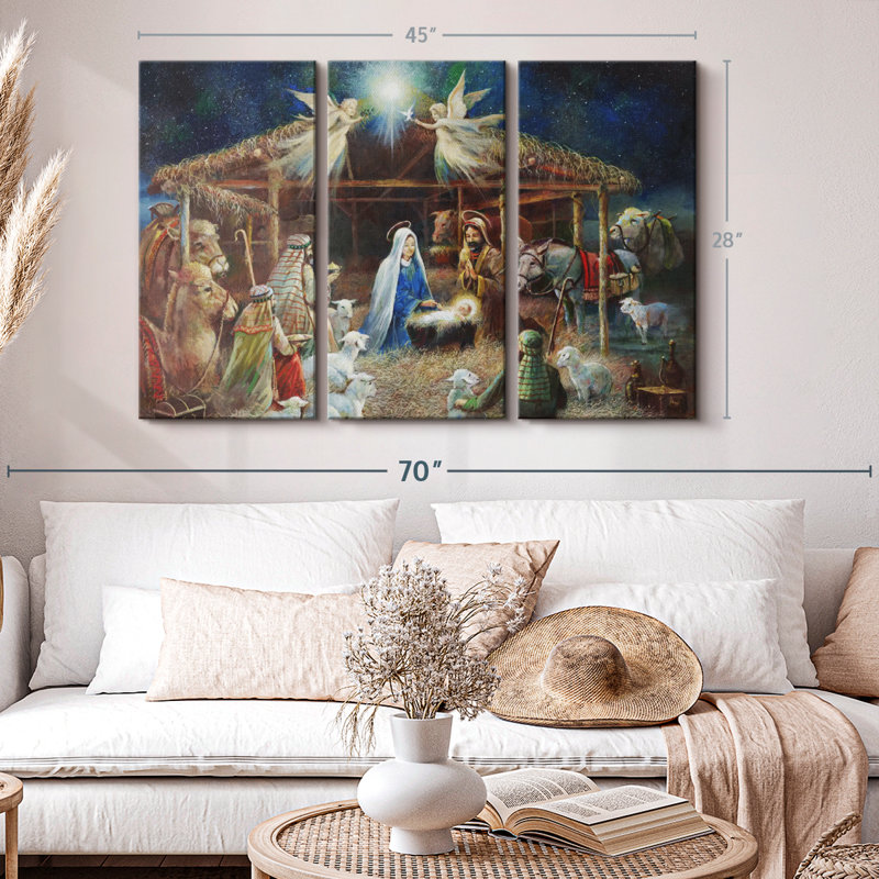 "La Nativité II" sur toile, H 28 po x l 45 po x P 1,25 po