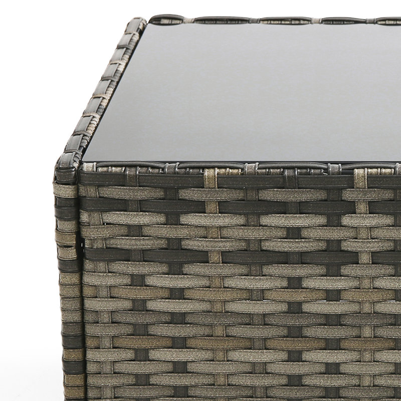 Lyerly Five-Person Group Outdoor Wicker Set With Wicker Coffee Table, Gray, Dark Gray