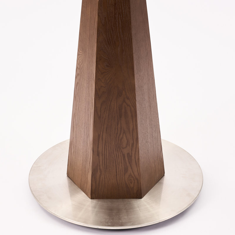Table de bistro ronde moderne en bois massif pour 2 à 4 personnes | Pied central hexagonal stable et plateau en pierre frittée aspect marbre, idéal comme table de cuisine ou de salon