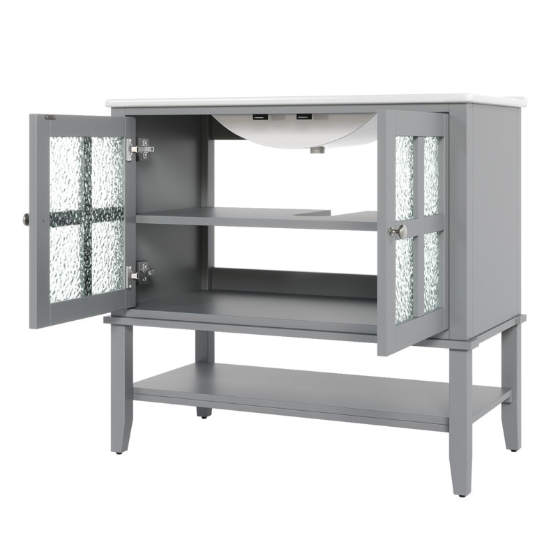 Meuble-lavabo moderne avec lavabo Sleek & Chic, Gris