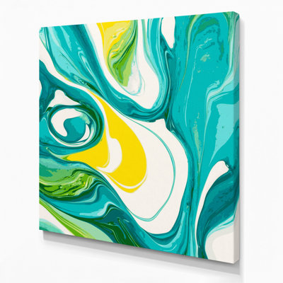 Abstrait art fluide sur toile verte 14