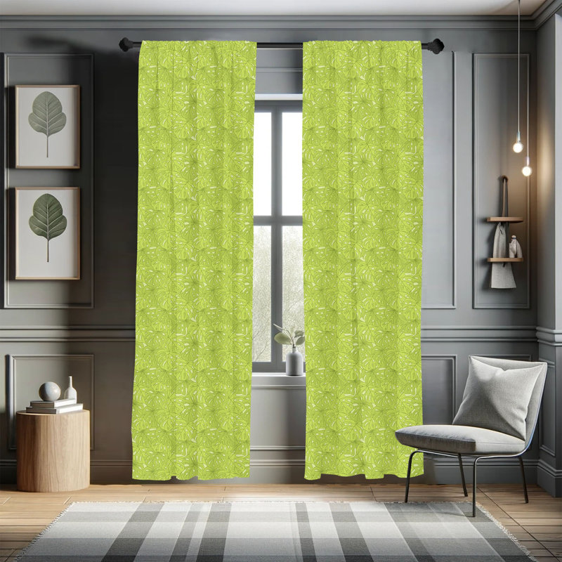 Tropic Floral Semi-Sheer Rod Pocket Curtain Panels, 28" x 95"