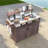 Outdoor Kitchen Island With Raised Shelf, Stainless Steel Top, Internal Storage Racks, Adjustable Shelves And Spice Rack-1667358399