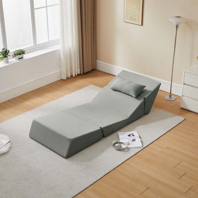 Chaise convertible en laine et en tissu, Gris