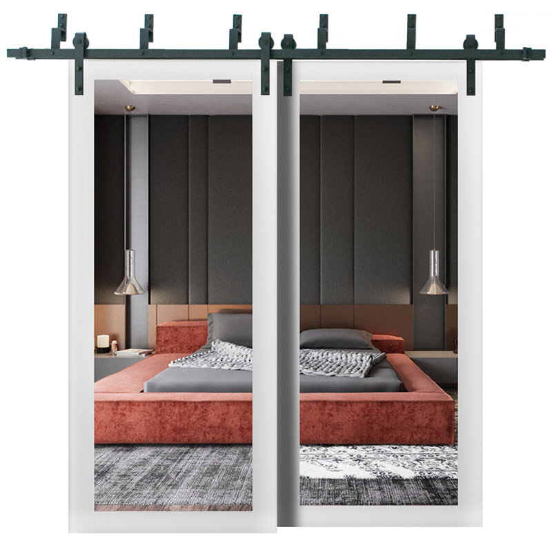 Portes coulissantes en verre à miroir Lucia, 64 po x 96 po