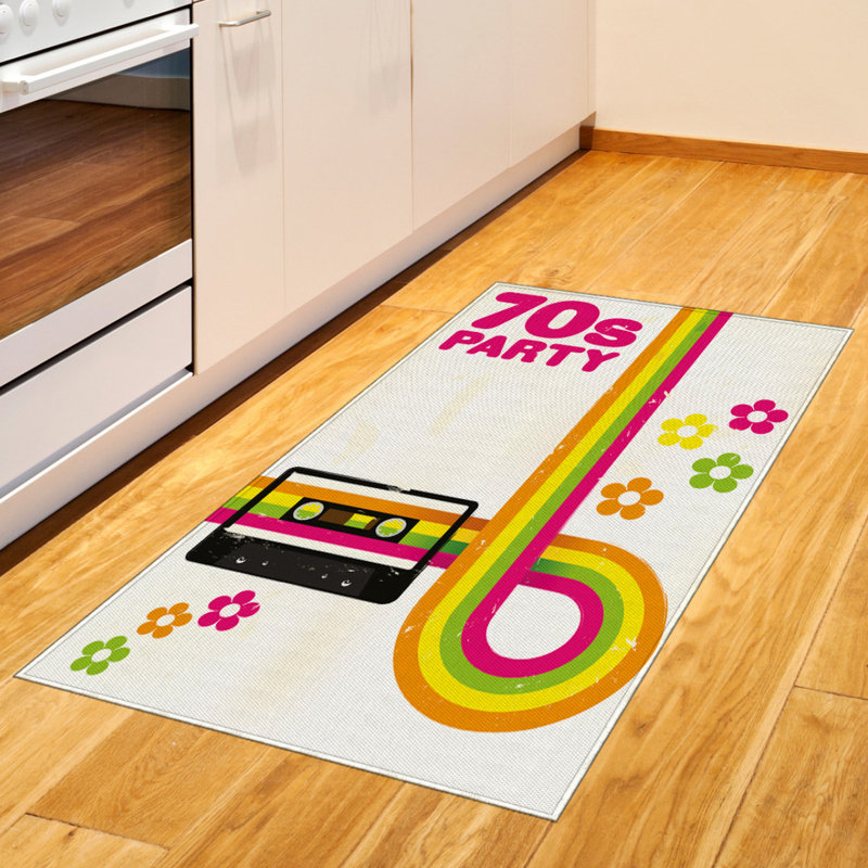 Tapis décoratif coloré en fibres de polyester à haute densité, Rectangle 2 pi 7 po x 5 pi