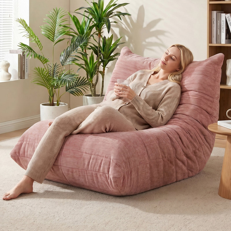 Fauteuil de plancher 35 po, Pink Polyester Blend
