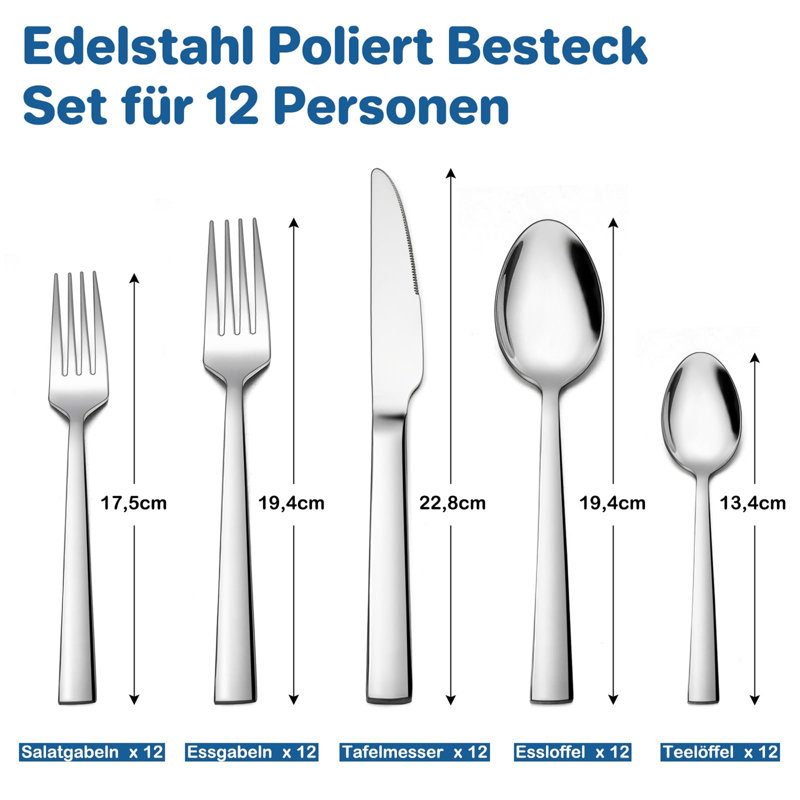 Brayden Studio Callyn 60 Piece Stainless Steel Cutlery Set , Service for 12