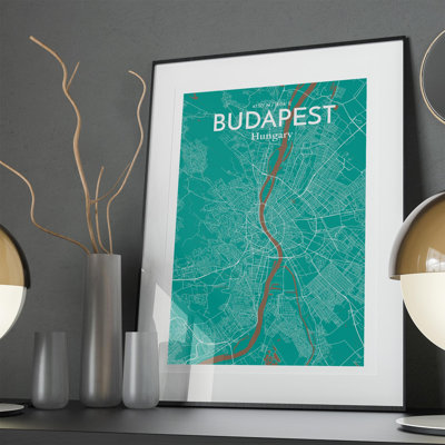 Budapest City Map in Nature 1 Piece Wall Art