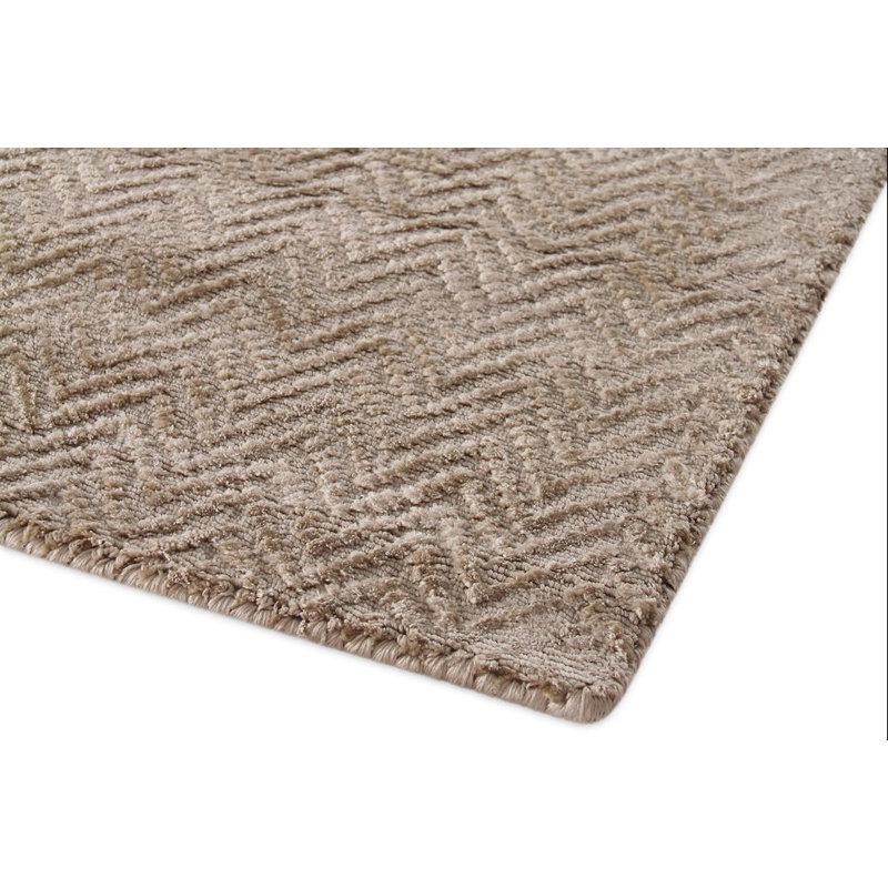 Pavo Tencel Chevron Area Rug in Beige, Rectangle 10' x 14'