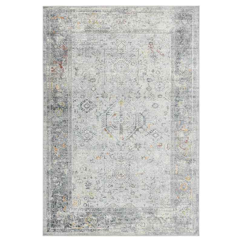 Charleen Traditional Bordered Premium Polyester Performance Area Rug, Rectangle 7'10" x 10'10"