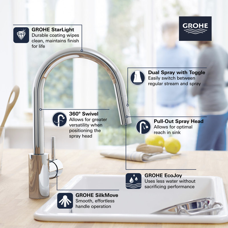 Concetto™ Single Handle Kitchen Faucet with Accessories, StarLight Chrome, Does Not Apply