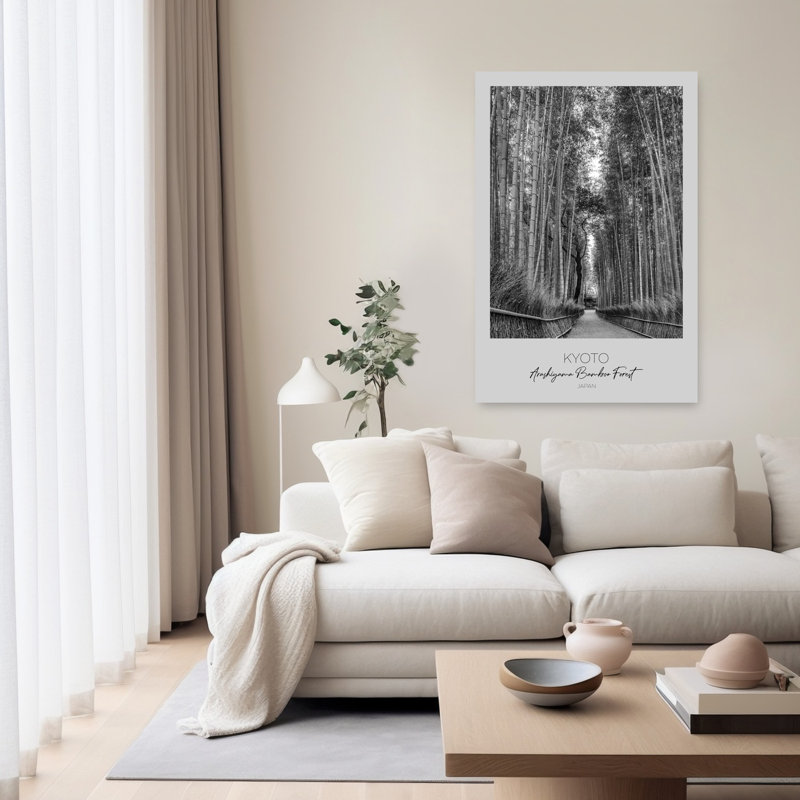 Arashiyama Bamboo Forest Peaceful Serene Tranquil Bamboo Forest Landscape Wall Art Print 1 Piece Wrapped Canvas Wall Art