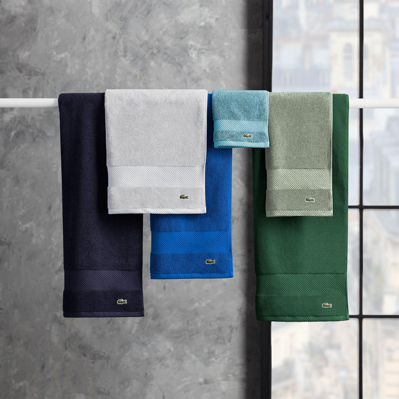 Navy Supima Cotton Terry Hand Towel with Pique Border