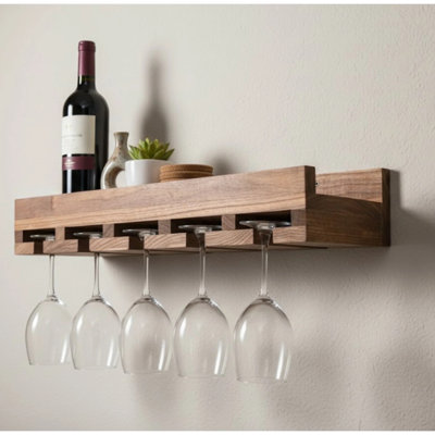  Premium Series Solid Hard Wood Wall-mounted Wine Rack & Stemware Holder