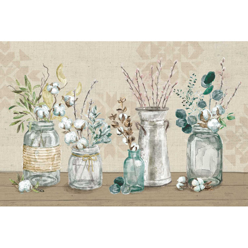 Bouquet de coton I, H 12 po x l 18 po x P 1,25 po