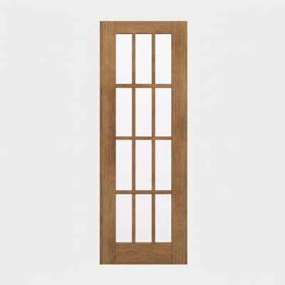 96" Slab Mahogany Exterior Door, SDL 12 Lite, Unfinished