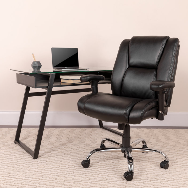 Big & Tall 400 lb. Rated LeatherSoft Swivel Ergonomic Task Office Chair with Chrome Base and Adjustable Armrests