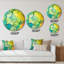 Vert et jaune, art abstrait fluide de luxe - cercle moderne en métal, art mural-68854767