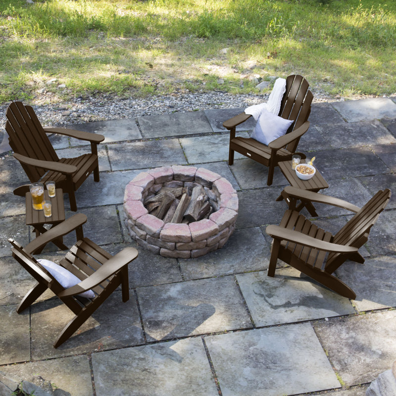Anette Outdoor Adirondack Chair With Table, Weathered Acorn