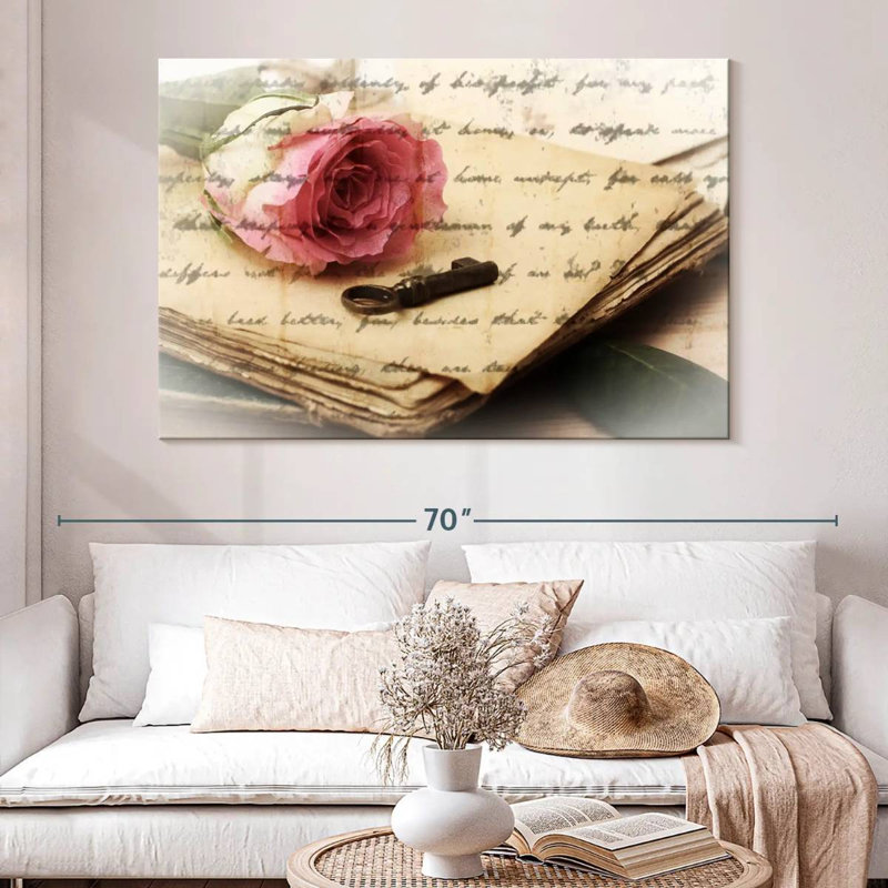 Hardie rose sur vieilles lettres, H 34 po x l 51 po