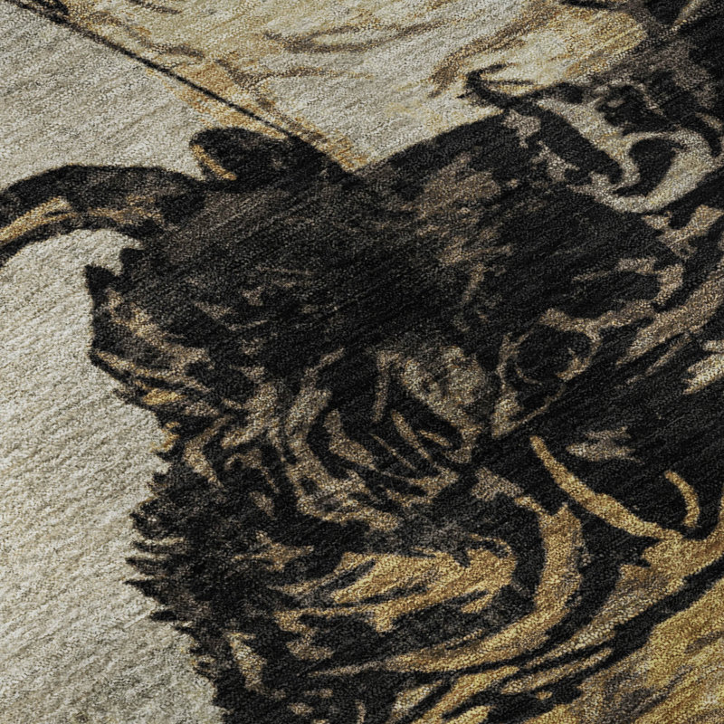Premium Machine Washable Mayfield AMF2245 Animal Rug, 2'3" x 7'6" Runner, Khaki